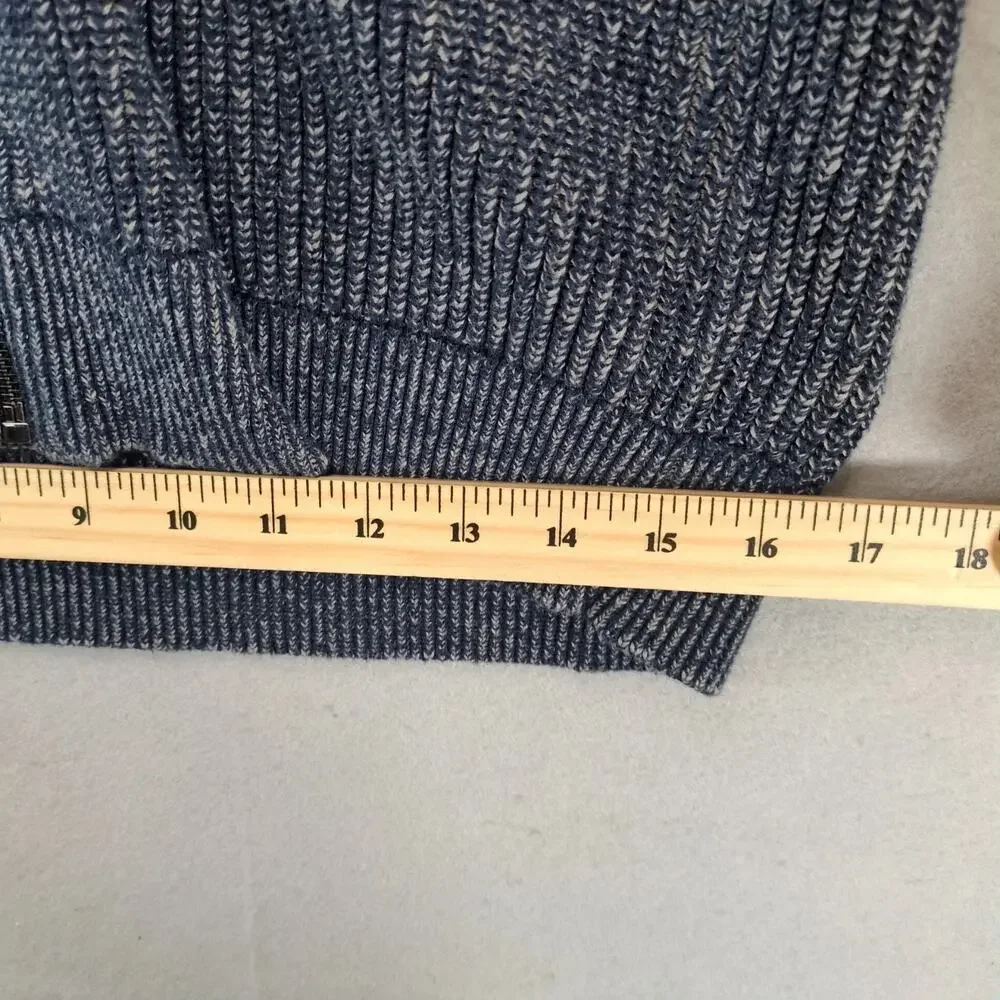 Banana‎ Republic Full Zip Knit Navy Sweater Men's L Mock Neck Herringbone Casual